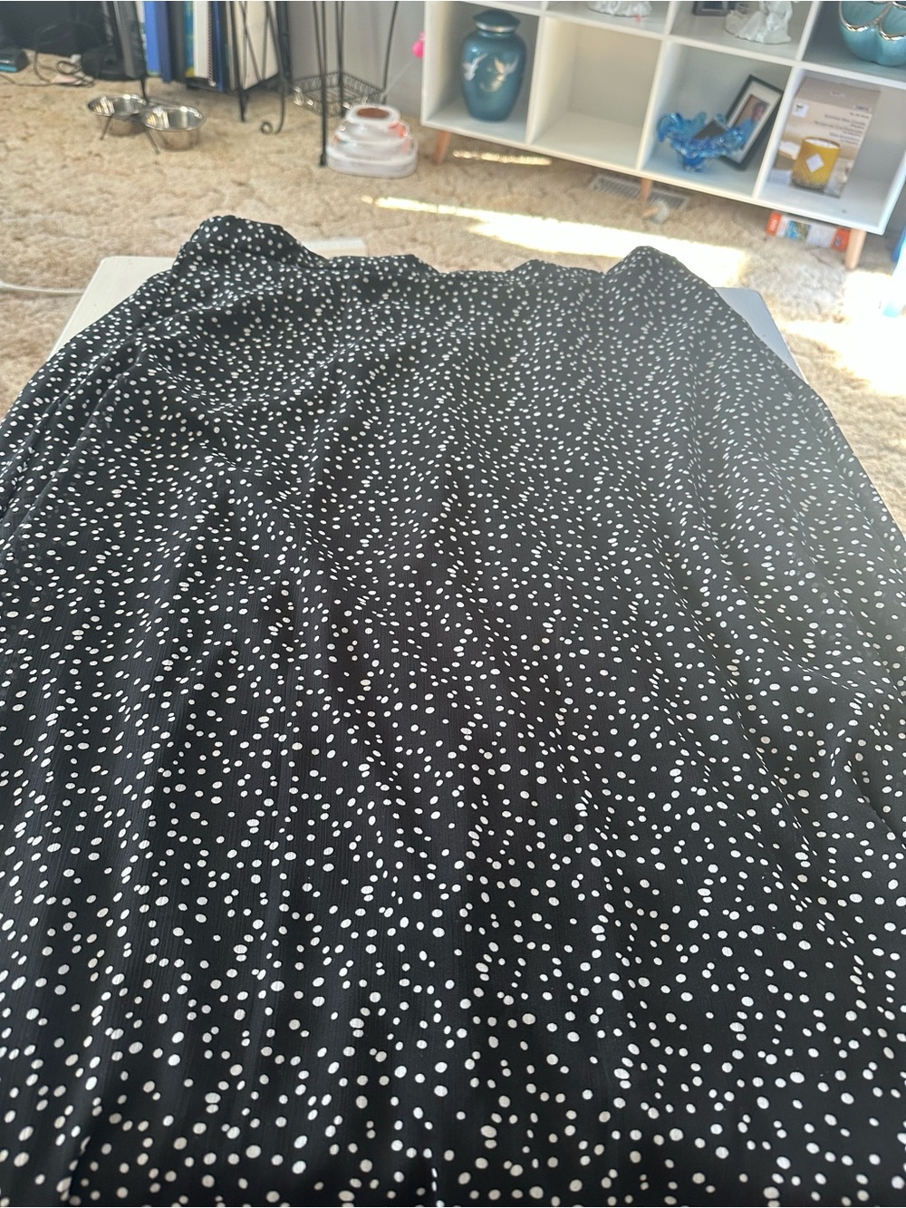 Polka Dot Maxi Skirt in Black and White — Flowy Women's Skirt